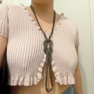 Snake chain knot necklace | gunmetal silver